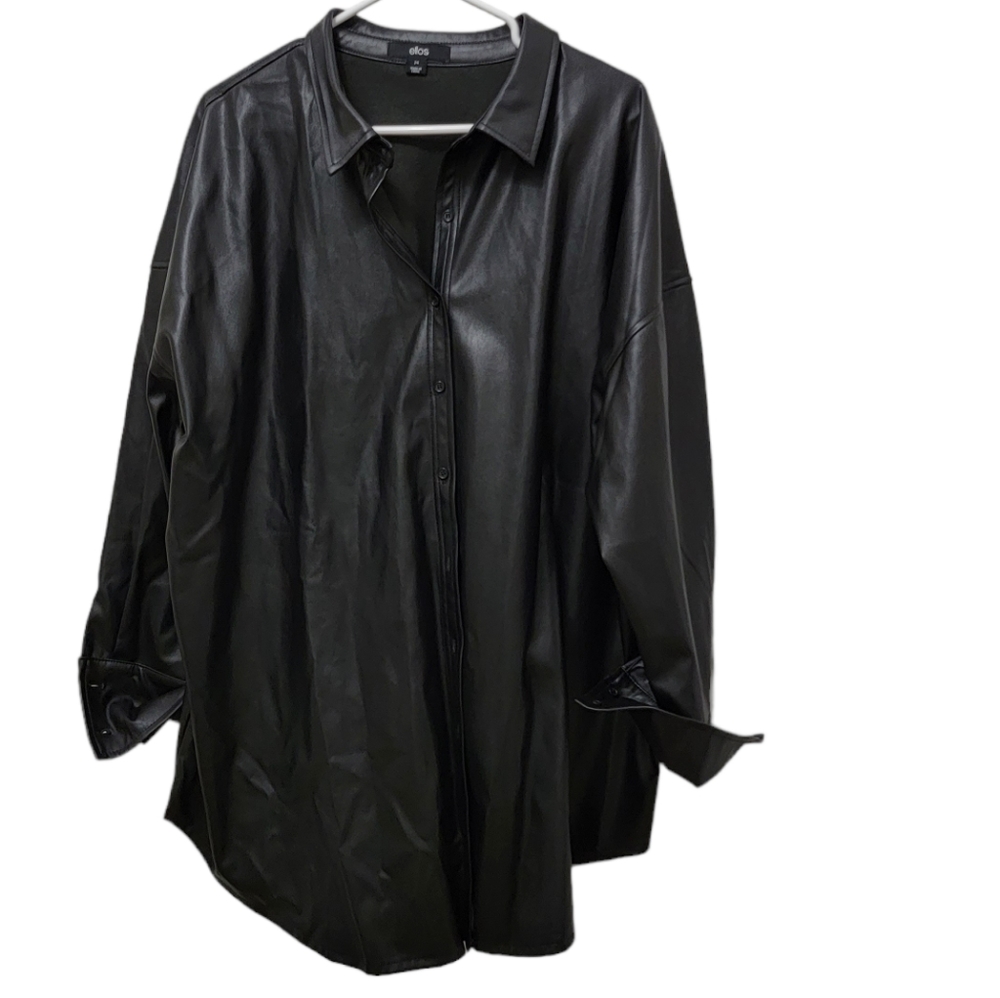 247C400 Ellos Black Faux Leather Shirt